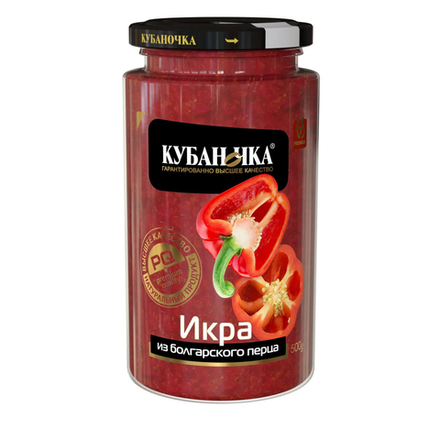 Икра из балгарского перца Кубаночка с/б 350гр 1/12шт