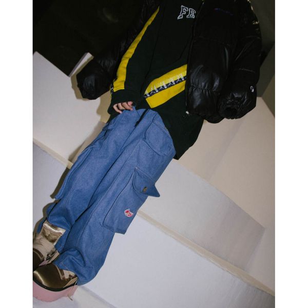 Джинсы Карго Плотные Широкие Голубые - фото 6