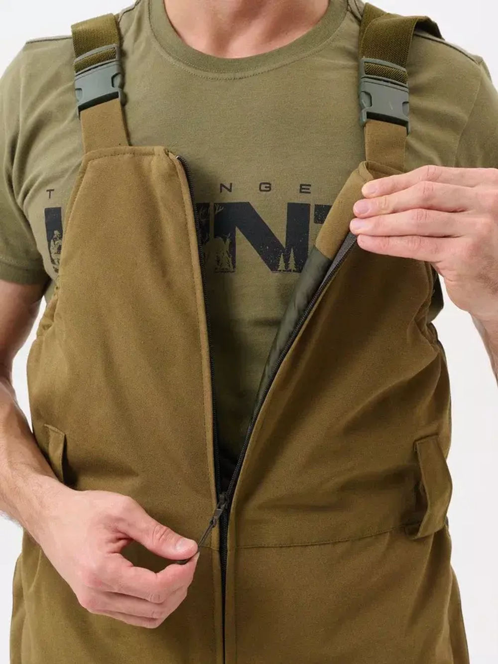 Зимний мужской костюм Onerus "Горный -45" (Брезент/Таслан), Полукомбинезон, Хаки