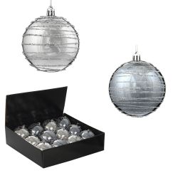 GAEM Набор из 12шт, Украшение новогоднее Шар "Спираль серебристая", D10 см, L44 W33 H11 см