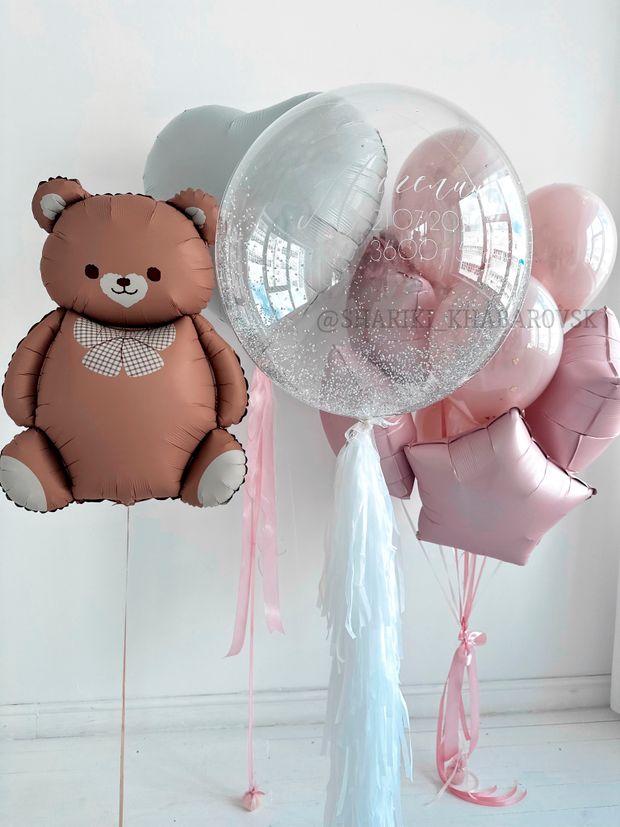 Воздушные шары на выписку для девочки №8103