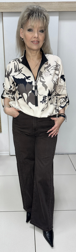 Брюки шоколадного цвета с двойными лампасами