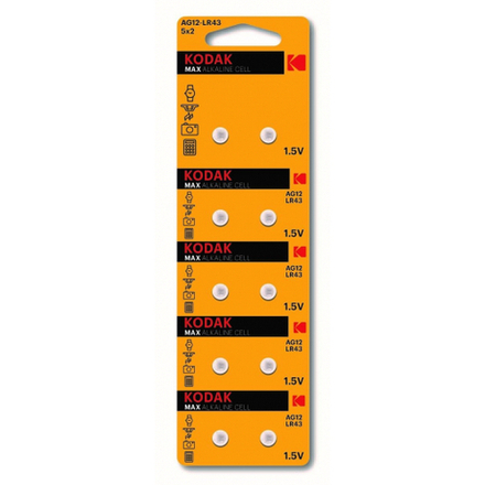 Батарейки Kodak AG12 LR1142, LR43 [KAG12-10] MAX Button Cell