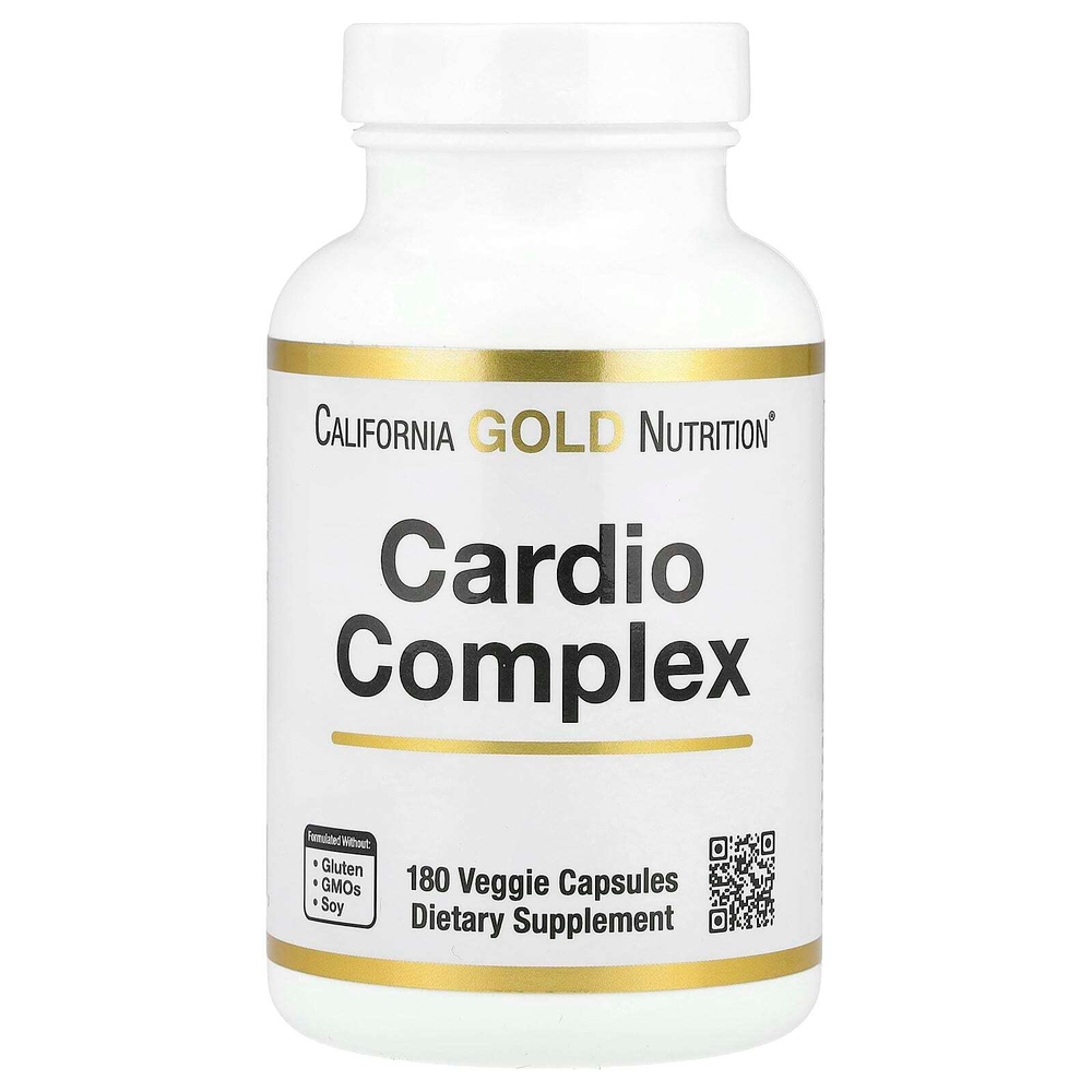 California Gold Nutrition, комплекс для здоровья сердца со смесью CardioAmino, смесью CardioPhyto и коэнзимом Q10, 180 растительных капсул