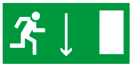 Е 09 "Указатель двери эвакуационного выхода (правосторонний)"