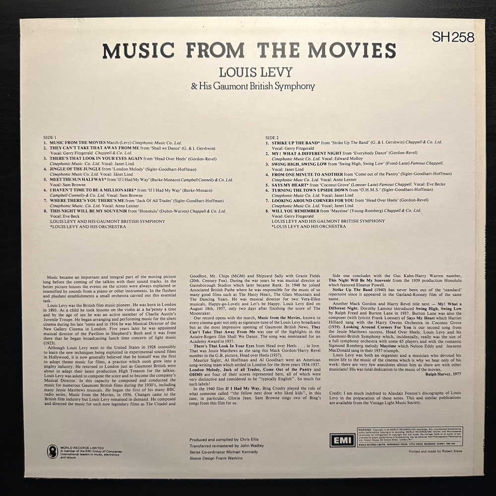 Louis Levy And His Gaumont British Symphony - Music From The Movies (Англия 1977г.)
