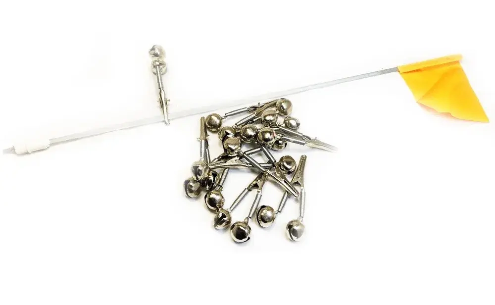 Колокольчики бубенчики сигнализаторы рыболовные с крокодильчиком 100штук