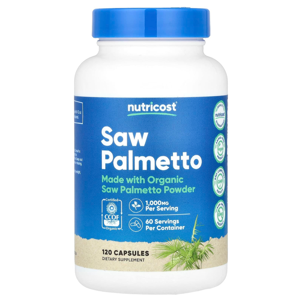 Nutricost, Пальма сереноа, 120 капсул (500 мг на капсулу)