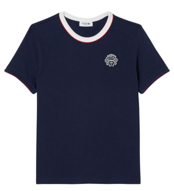 Женская теннисная футболка Lacoste Ultra Dry Tennis Heritage Badge - navy blue/white