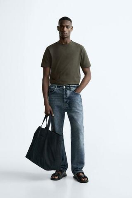 ZARA  ХОЛЩОВАЯ СУМКА-ШОПЕР, СИНИЙ