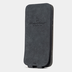 Кожаный чехол для iPhone 16 Pro, теленок черного цвета