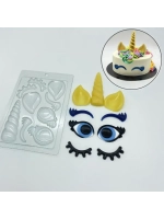 Пластиковая форма для шоколада Единорог / Глазки, ушки, рог