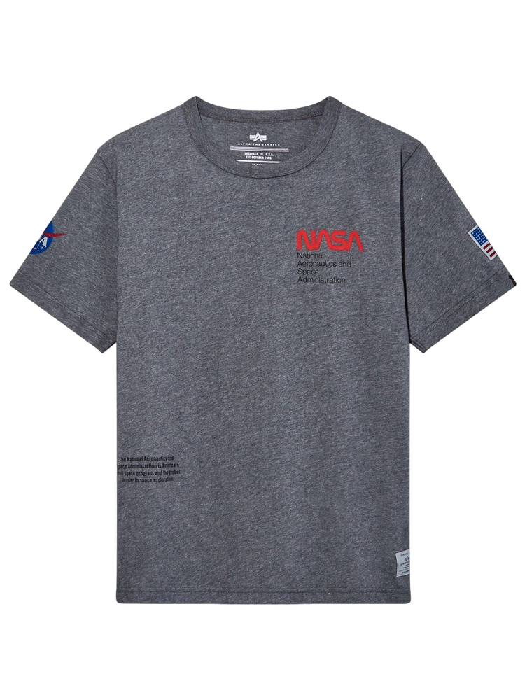 Футболка Alpha Industries Nasa Worm Logo Tee Dark Charcoal Heather