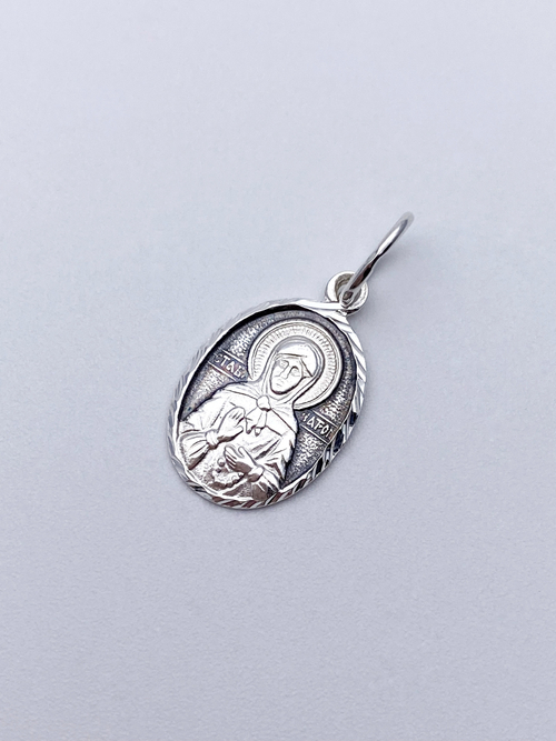 Образок из серебра/Чернение/С подвижным ухом/Матрона