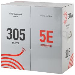 Кабель витая пара ЭРА U/UTP 4x2x24 AWG Cat5e CU PE OUTDOOR 305м | Электротовары