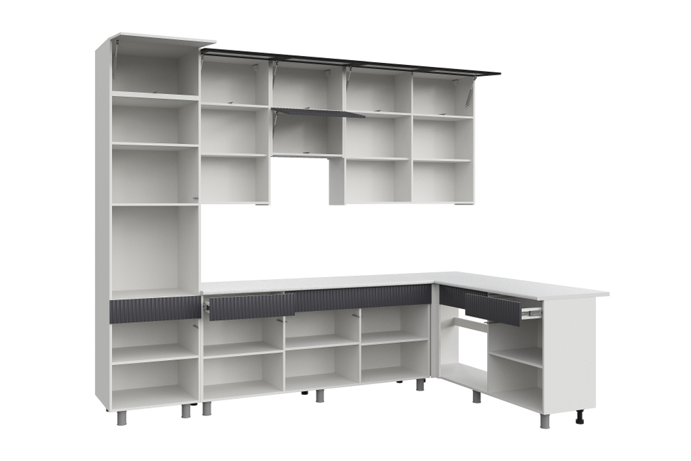 Кухонный гарнитур София 3м, Белый, Бланж, Графит матовый, Антарес