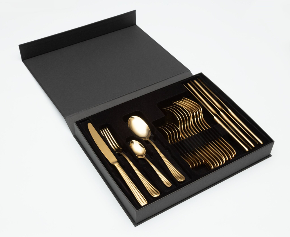 Набор столовых приборов на 6 персон 24 предмета Belo Inox Duo золотой