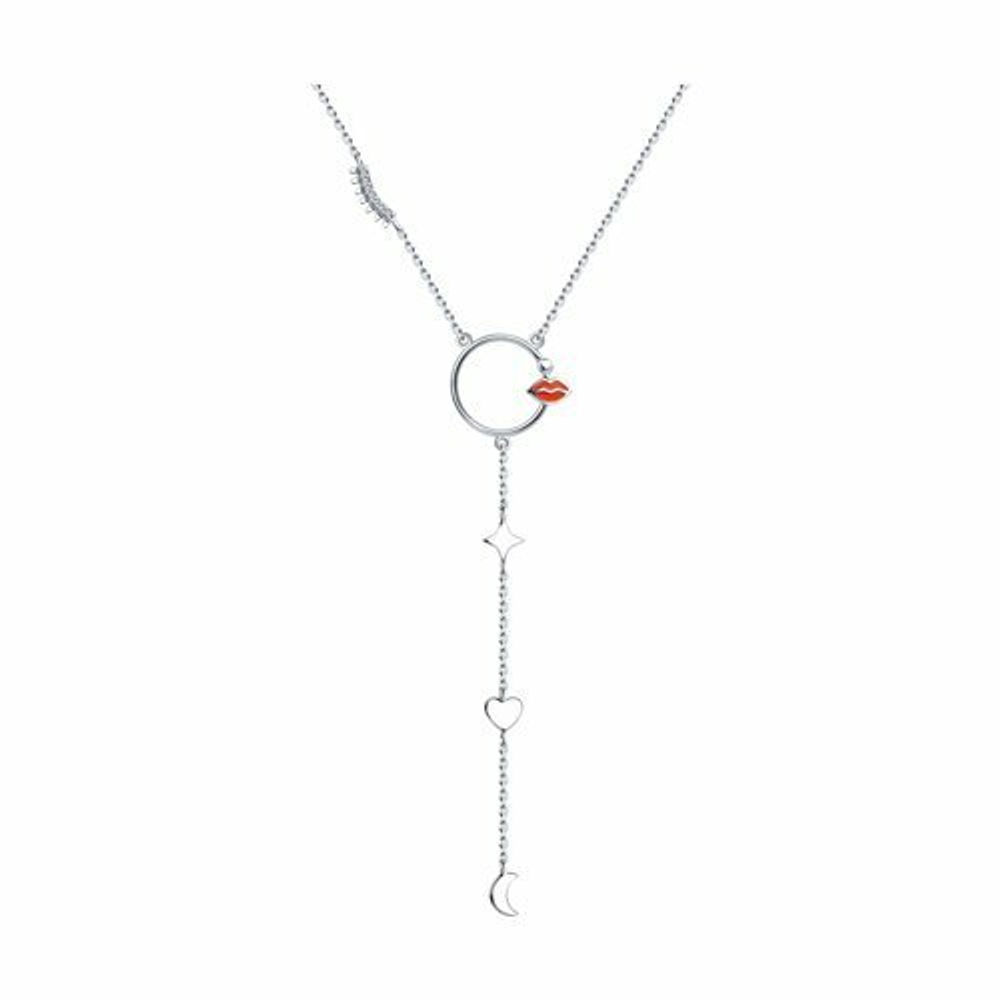 Колье из серебра с эмалью и фианитами
