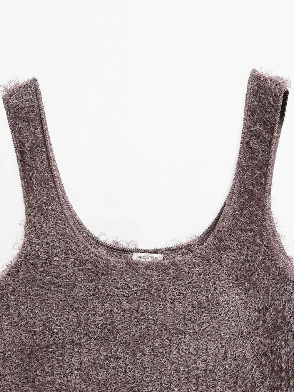 Massimo Dutti Топ из пряжи букле, коричневатый