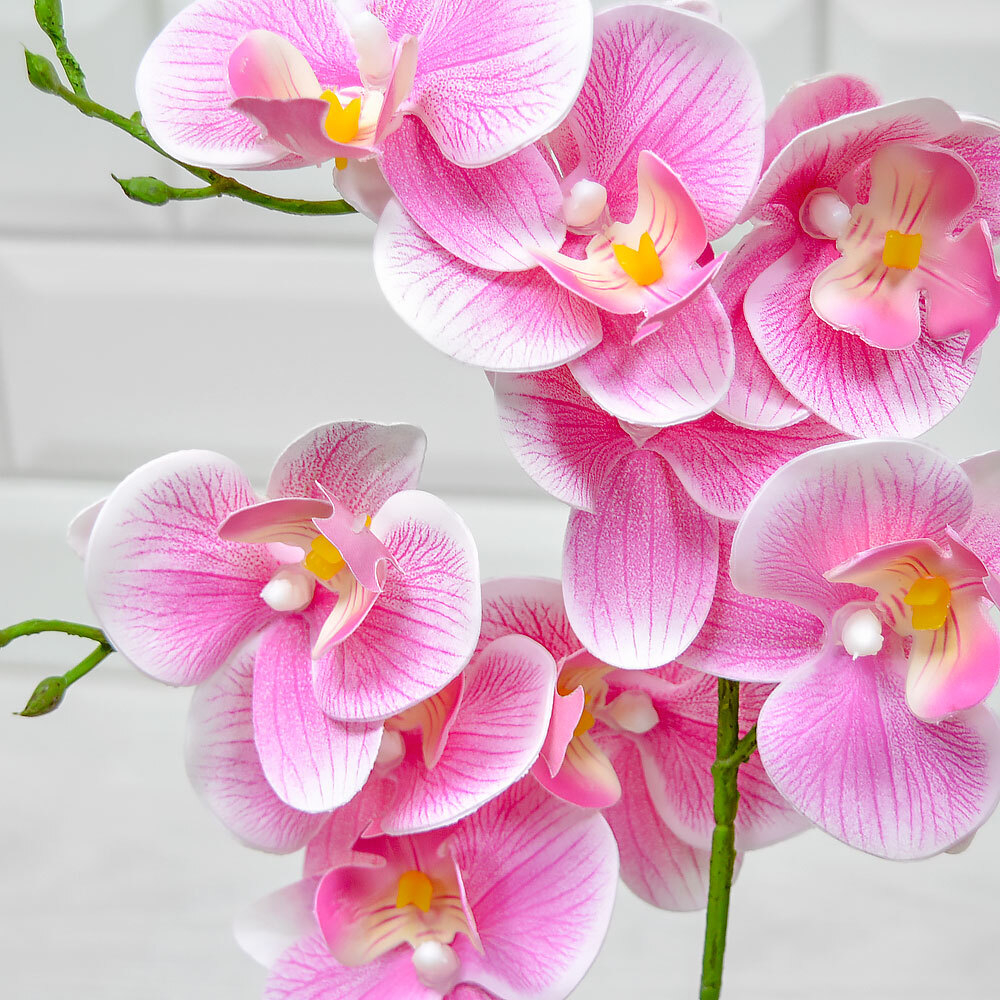 Цветы искусственные в кашпо, керамика/PVC (фиолетовый)