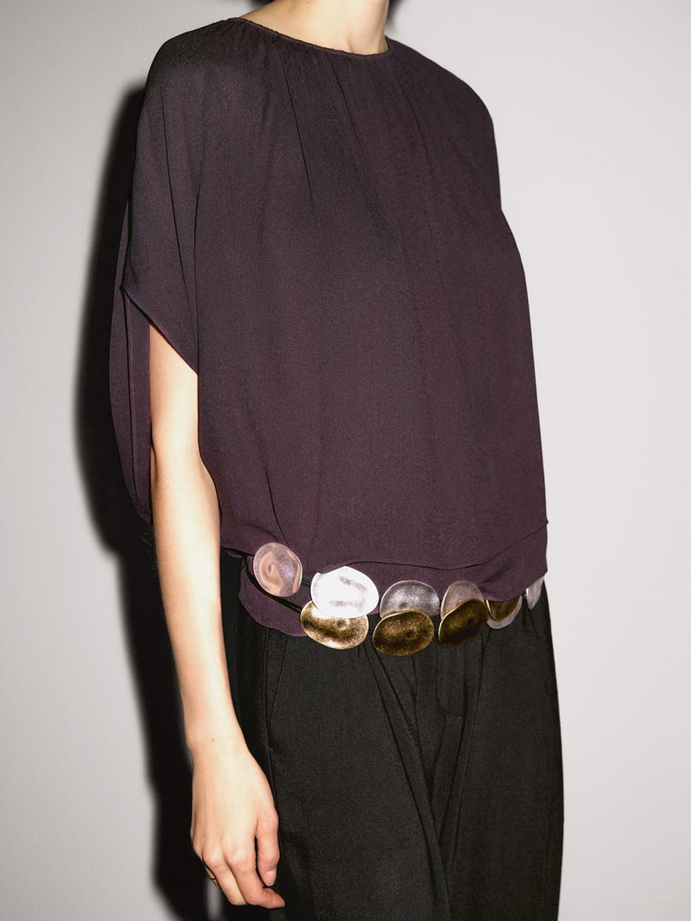 Massimo Dutti Короткая двухслойная накидка, фиолетовый