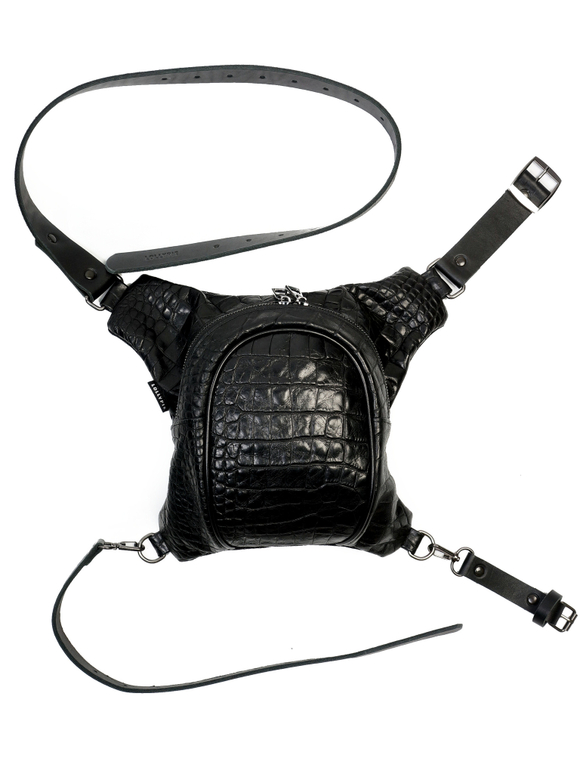 Сумка на бедро кожаная крокодил