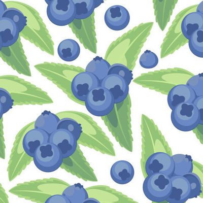 узор с листьями и черникой