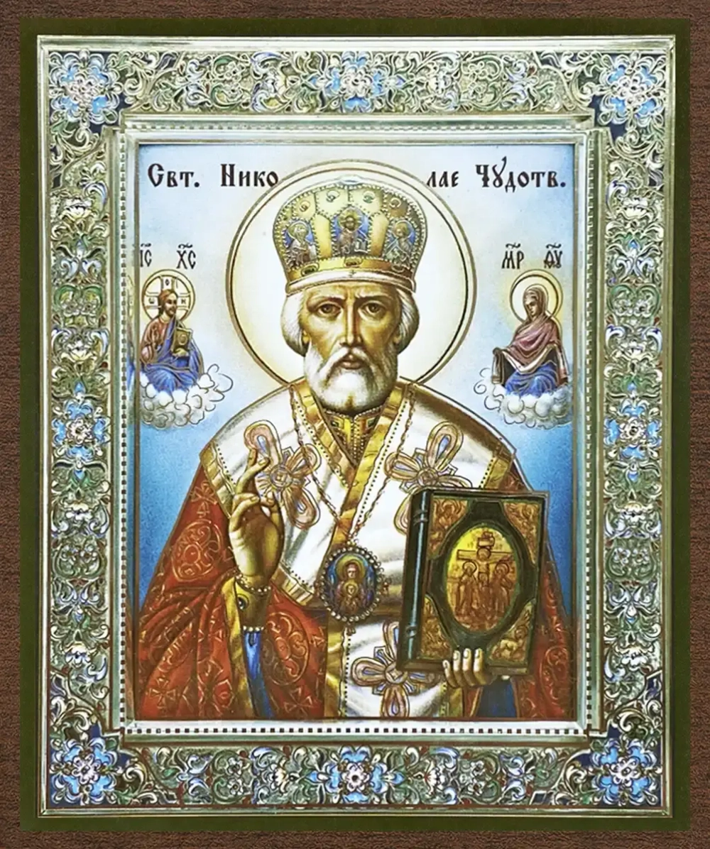 Икона "Николай Чудотворец" в митре, 10х12 на МДФ-6