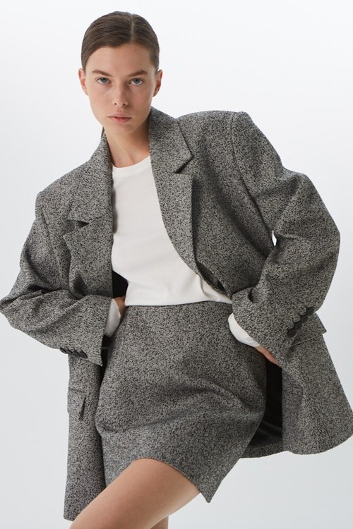 Мини-юбка, пальтовая шерсть, черный