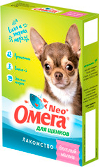 Омега NEO+ 60таб Веселый малыш для щенков, мультивитаминное, с пребиотиком