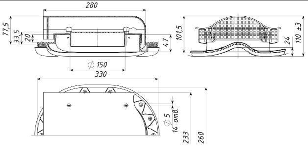 TP-88/S Кровельный аэратор для металлочерепицы СЕРЫЙ