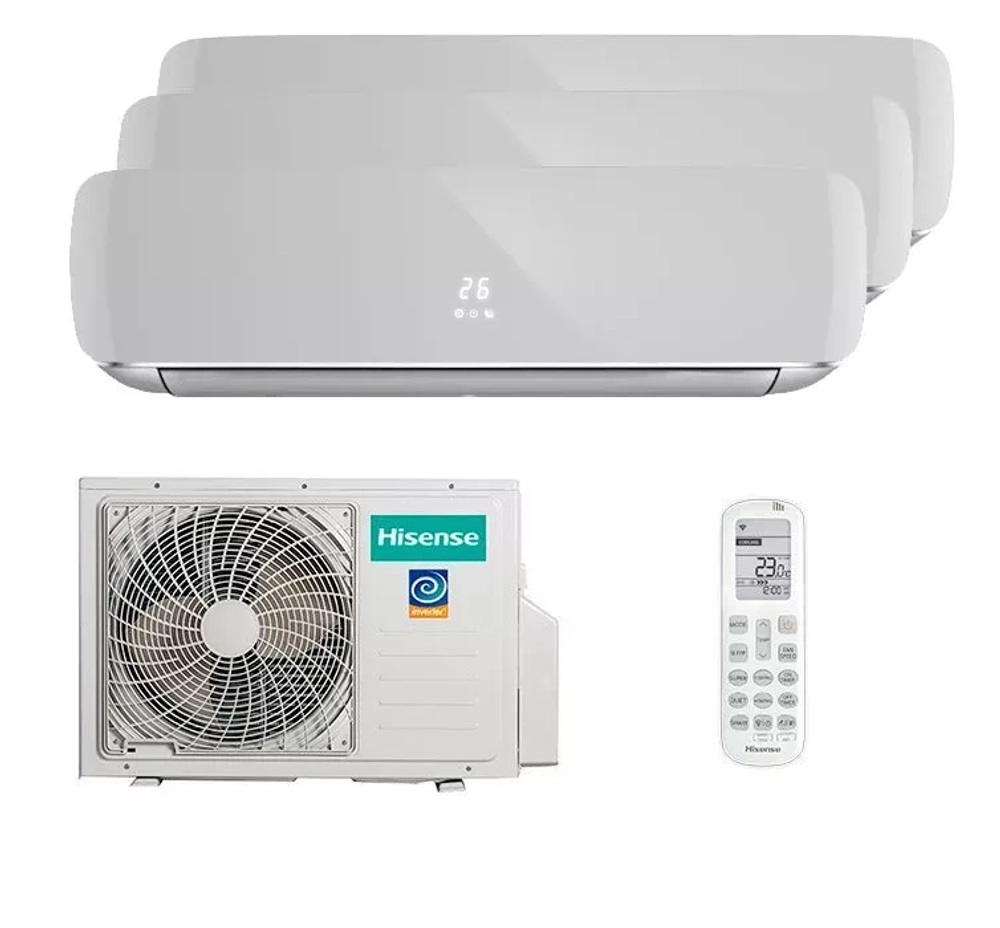 Мульти сплит-система Hisense на 3 комнаты (35+35+35 кв.м.) Silver