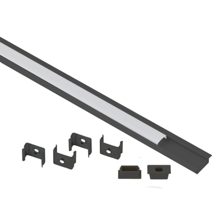 Комплект с врезным анодированным профилем ЭРА 2206B 22х6мм, 2м, черный САВ251