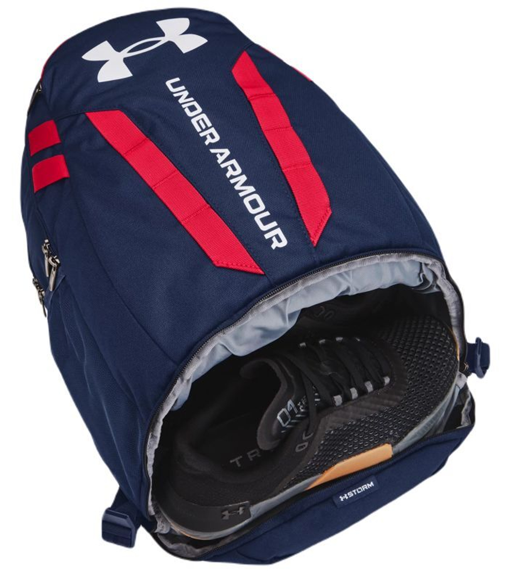 Рюкзак теннисный Under Armour Hustle 5.0 Backpack - academy/red