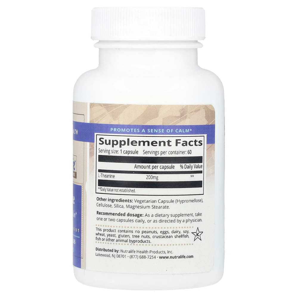 NutraLife, L-теанин, 200 мг, 60 капсул