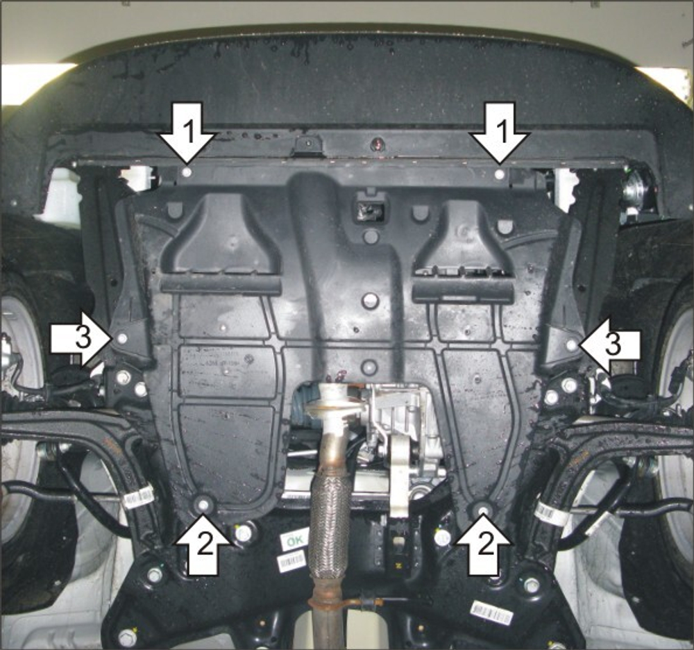 Защита картера Двигателя, КПП. 2 мм, Сталь. для FIAT 500 2007-2016 MOTODOR.00618