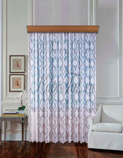 Штора Корона (белый жаккард ришелье)