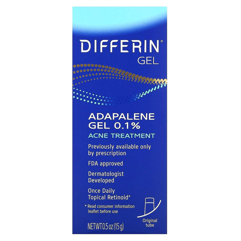 Differin, 0,1% гель с адапаленом, средство от акне, без отдушки, 15 г (0,5 унции)