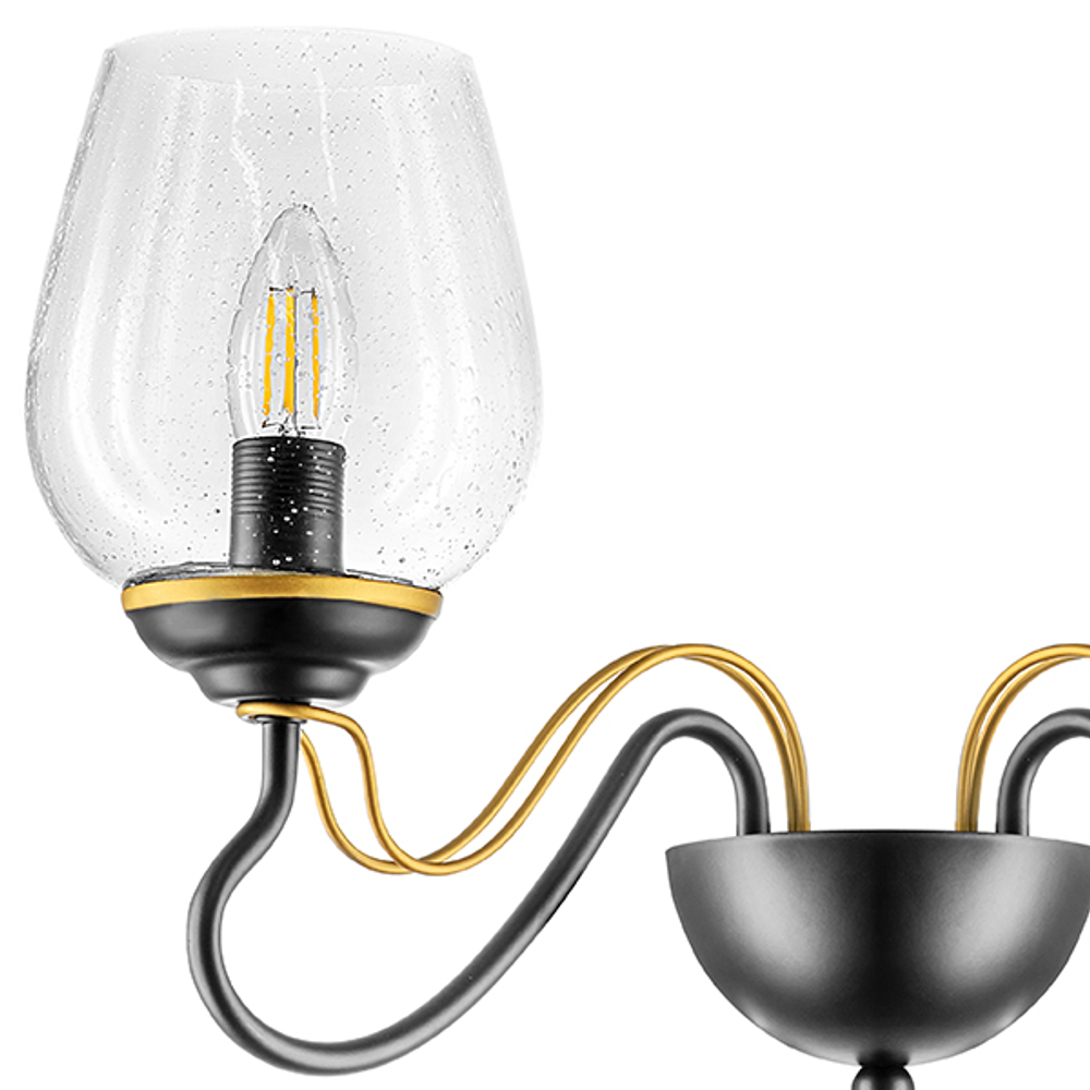 734627 Бра BOLLA 2х40W E14 ЧЕРНЫЙ/ЗОЛОТО/ПРОЗРАЧНЫЙ