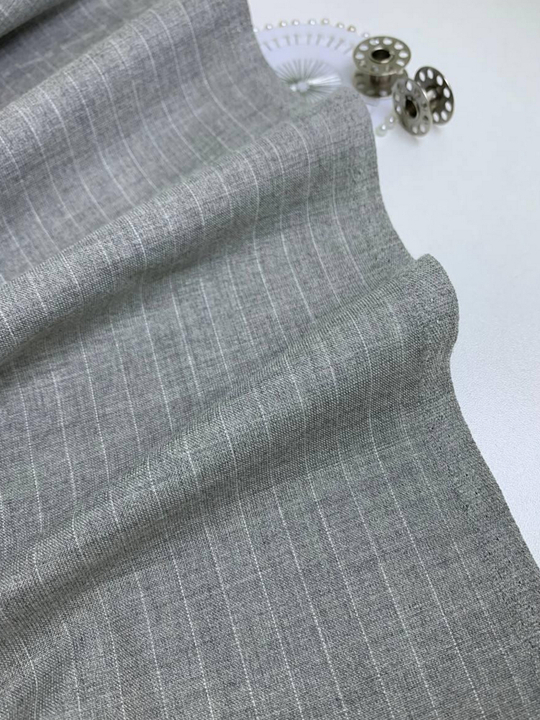 Костюмная шерсть принт полоска, серый св. NB#168