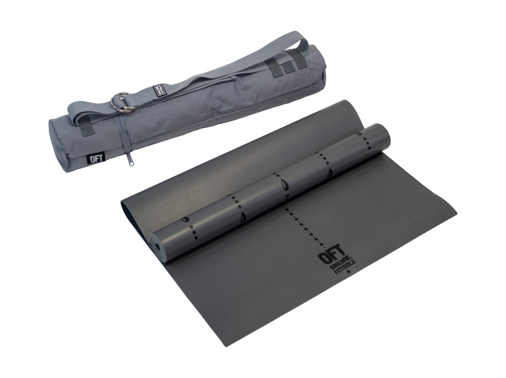 Коврик для йоги 2.5 мм серый в сумке с ремешком
