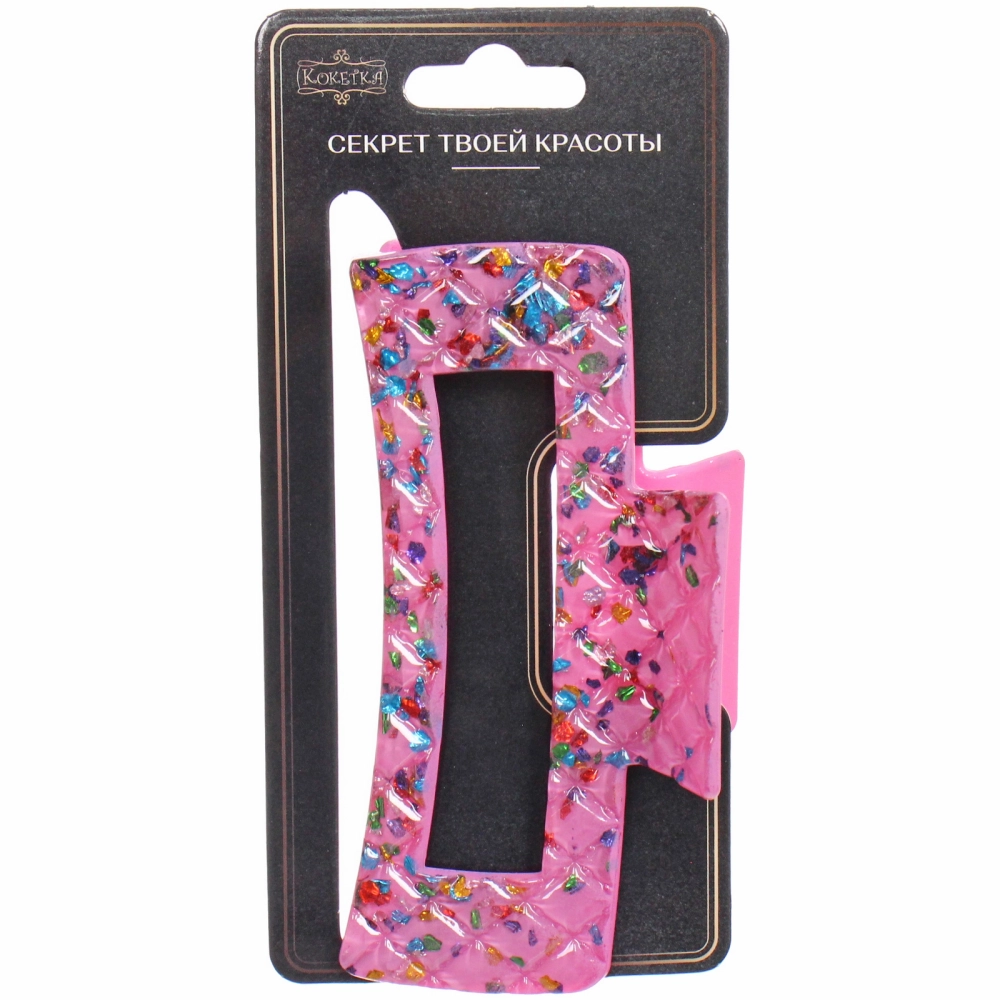 Заколка - краб для волос «AKS - VIENTO», микс 6 цветов, прямоугольник, 10,5*4см