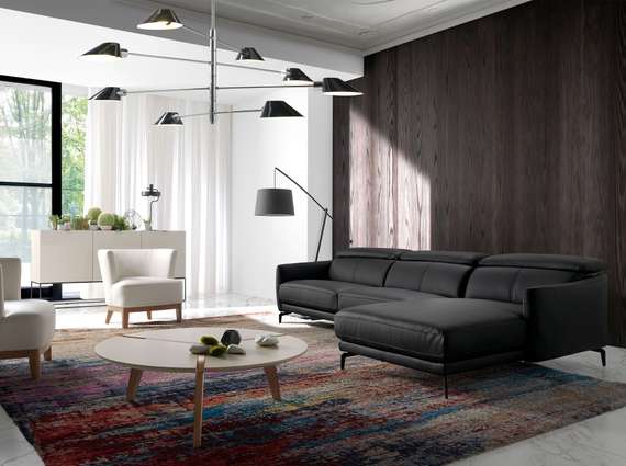 Диван угловой Angel Cerda 5359-R, черная кожа