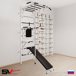 Шведская стенка Sv Sport усиленная 6650 (Турник рукоход/Брусья/Стойка/Скамья/Канат/Лестница/Канатный лаз)