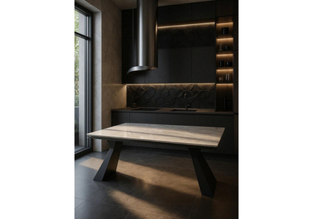 Керамический стол Woodville Денхольм 240(290)х100х75 rystal onyx bianco, черный