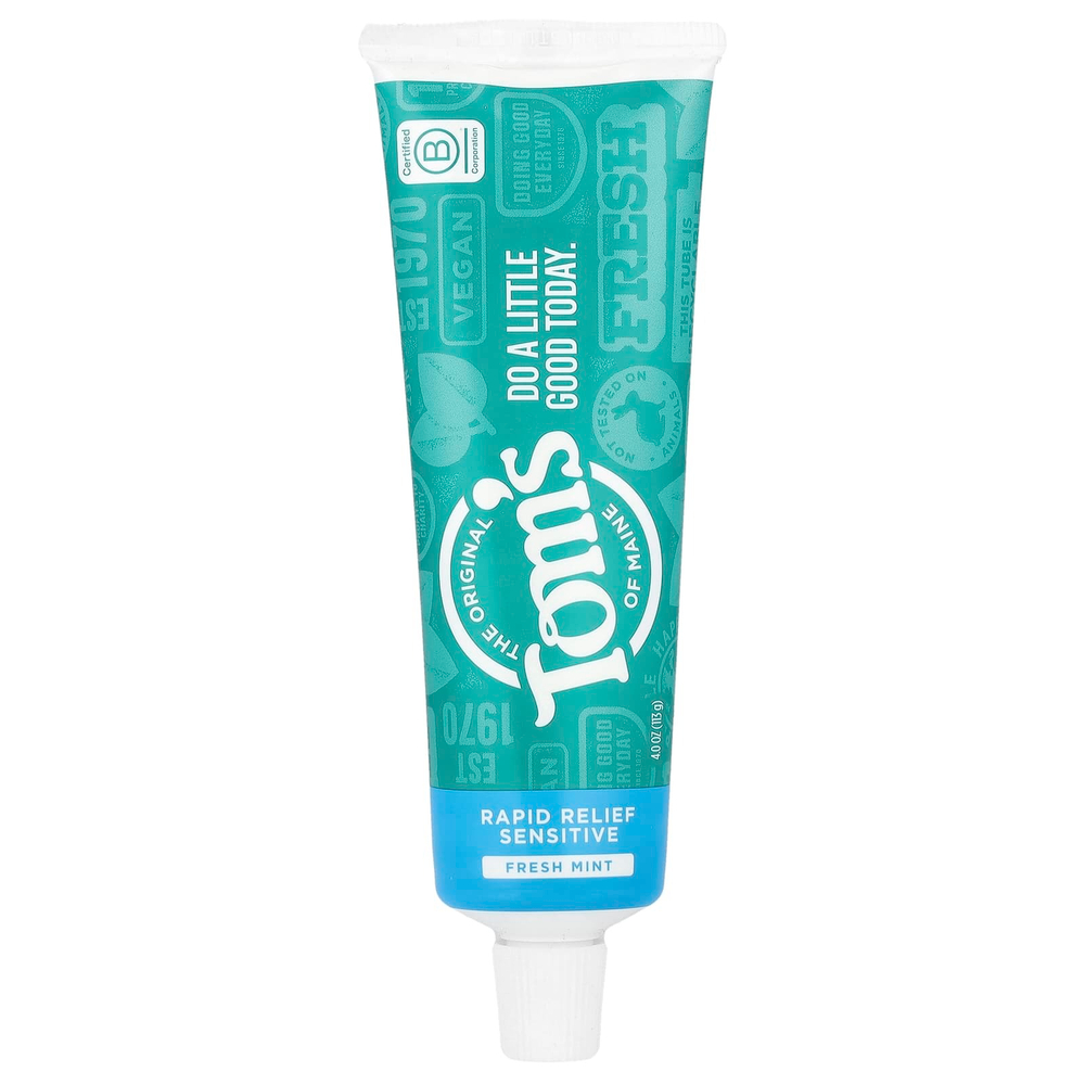 Tom's of Maine, Rapid Relief, чувствительная зубная паста, без фтора, свежая мята, 113 г (4 унции)