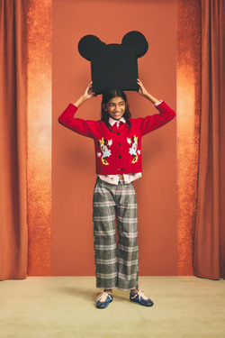 ZARA Х DISNEY ВЯЗАНЫЙ КАРДИГАН ИЗ ШЕРСТИ MINNIE MOUSE, КРАСНЫЙ