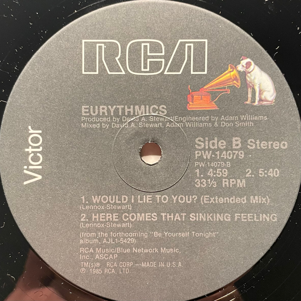 Eurythmics ‎– Would I Lie To You? (США 1985г.) EP