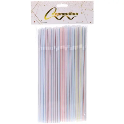 Трубочка для коктейля «Веселая полоска» 5*210 мм (в наборе 100 шт), микс