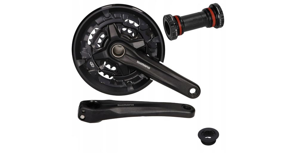 Система Shimano Acera, FC-MT210, 44/32/22T, 3x9 скоростей, 170мм, интегрированный вал с кареткой BSA, с защитой, черная, без упаковки